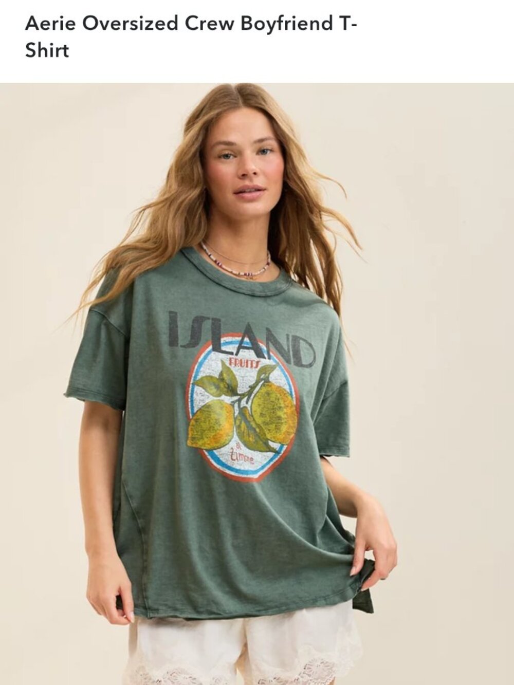 Aerie Oversized Boyfriend Crew Tshirt, Size XS